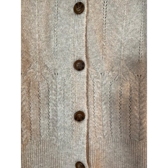 Briggs Beige Button-Up Cardigan Sweater M Women Soft Ribbed Fabric Brown Buttons - Picture 5 of 11